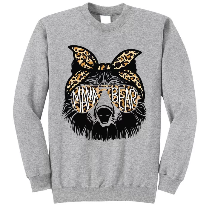 Mama Bear Leopard Bandana Sunglasses Mother's Day Gift Tall Sweatshirt