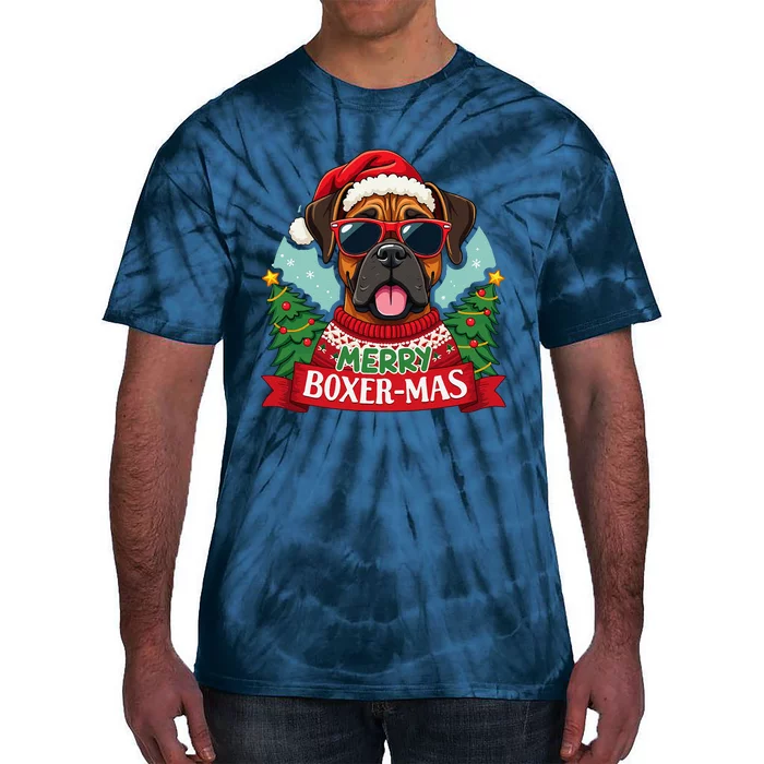 Merry Boxer Mas Cute Boxer Dog Christmas Tie-Dye T-Shirt