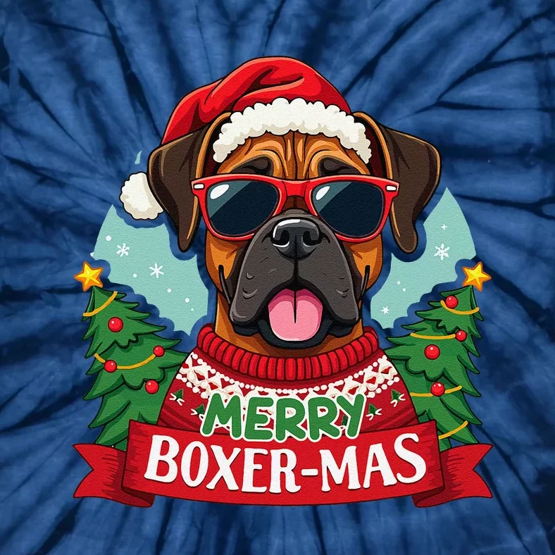 Merry Boxer Mas Cute Boxer Dog Christmas Tie-Dye T-Shirt