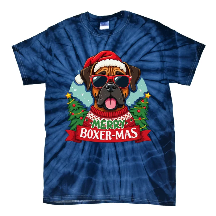 Merry Boxer Mas Cute Boxer Dog Christmas Tie-Dye T-Shirt