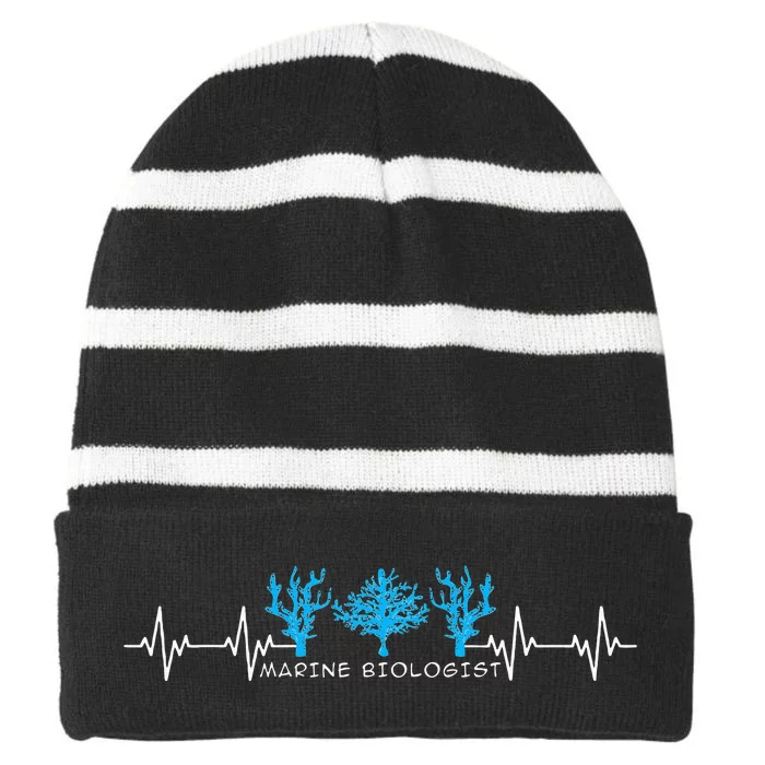 Marine Biologist Marine Biology Heartbeat Striped Beanie with Solid Band