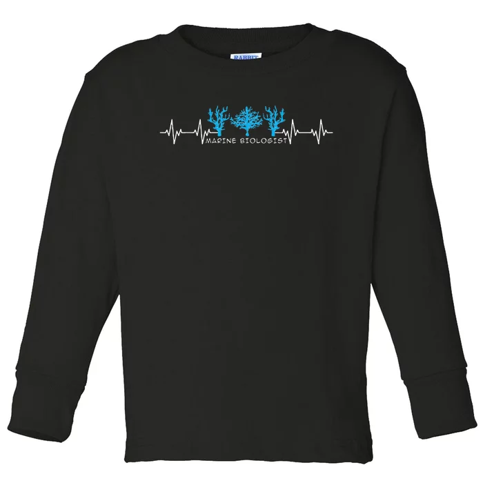 Marine Biologist Marine Biology Heartbeat Toddler Long Sleeve Shirt