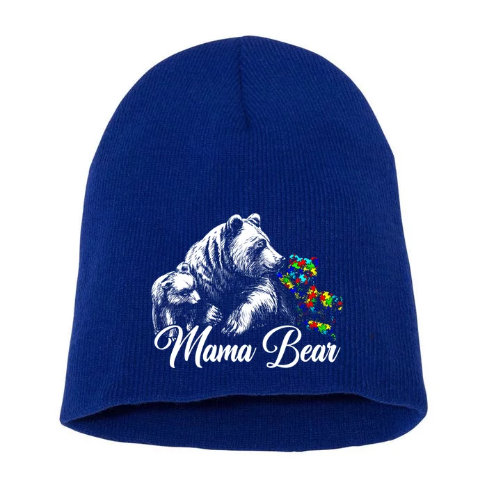 Mama Bear Mom Autistic Autism Awareness Support Mom Gift Short Acrylic Beanie