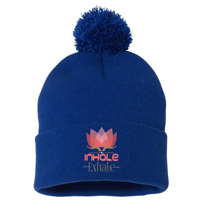 Meditation Breathing Mindfulness Inhale Exhale Cool Gift Pom Pom 12in Knit Beanie