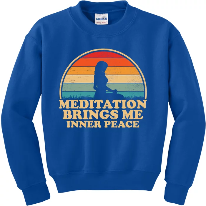 Meditation Brings Me Inner Peace Gift Vintage Aesthetic Quote Cool Gift Kids Sweatshirt