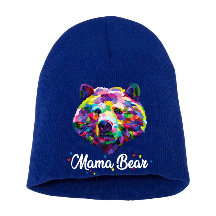 Mother Bear Mama Autism Fathering Bear Autism Gift Short Acrylic Beanie