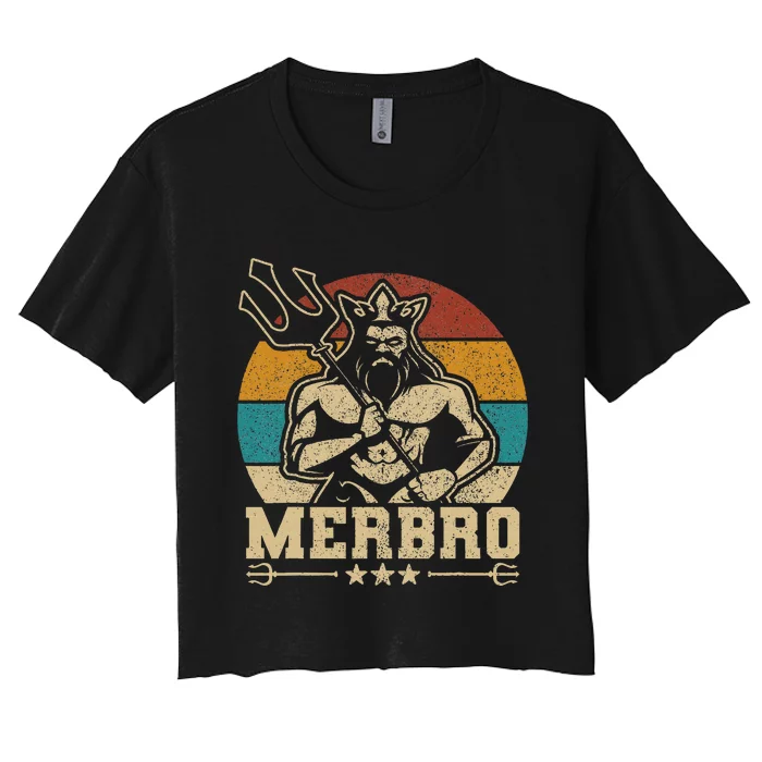 Merbro Brother Mermaid Bro Birthday Costume Party Outfit Women's Crop Top Tee