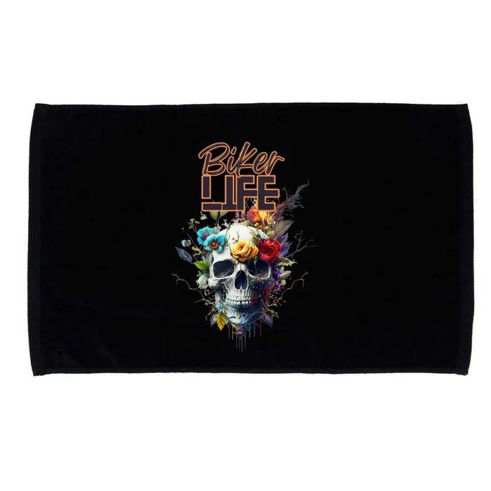 Motorcyclist biker motorcycle skull design Microfiber Hand Towel