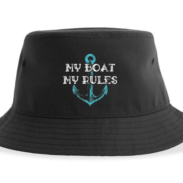 My Boat My Rules Captain Boater Boating Pontoon Gift Sustainable Bucket Hat