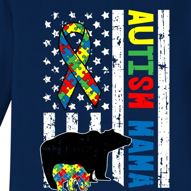 Mama Bear Matching Family Autism Awareness Funny Gift For Mom Gift Baby Long Sleeve Bodysuit