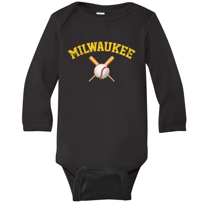 Milwaukee Baseball Baby Long Sleeve Bodysuit