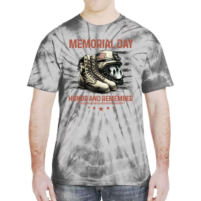 Military Boots Memorial Day Gifts Flag Tie-Dye T-Shirt