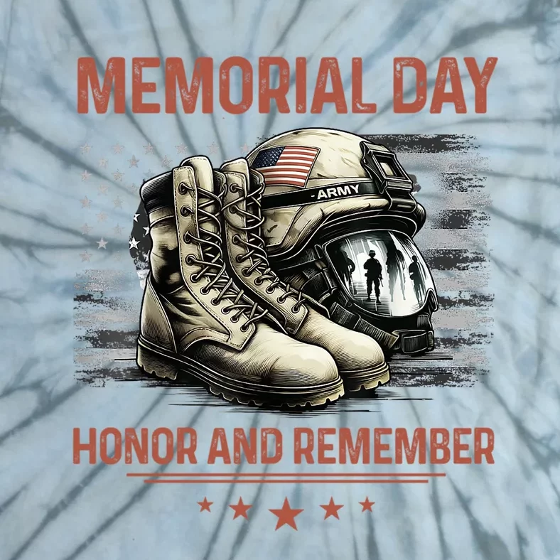 Military Boots Memorial Day Gifts Flag Tie-Dye T-Shirt