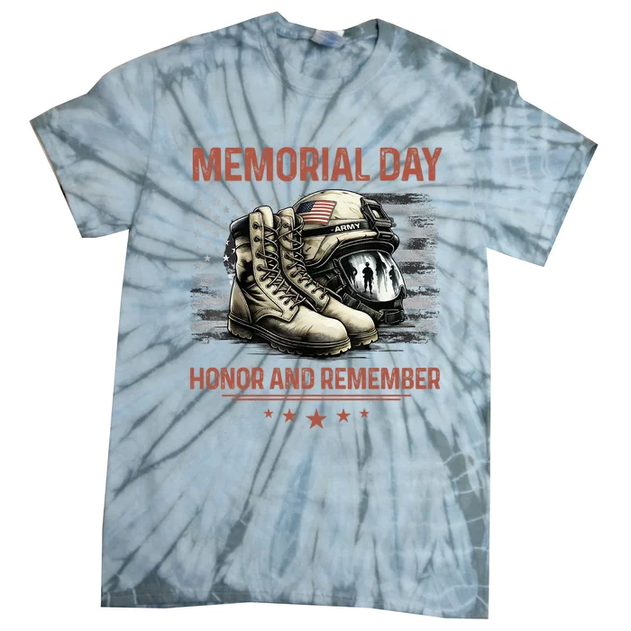 Military Boots Memorial Day Gifts Flag Tie-Dye T-Shirt