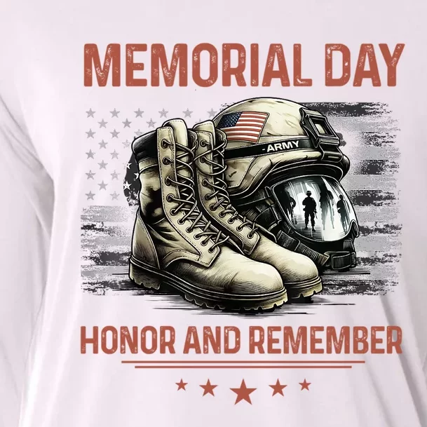 Military Boots Memorial Day Gifts Flag Cooling Performance Long Sleeve Crew