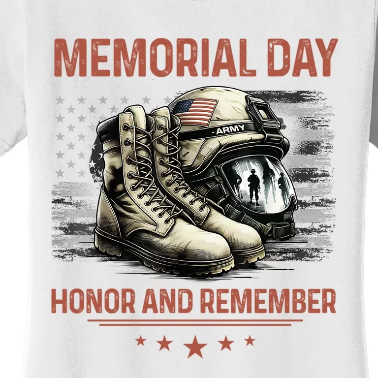 Military Boots Memorial Day Gifts Flag Women's T-Shirt