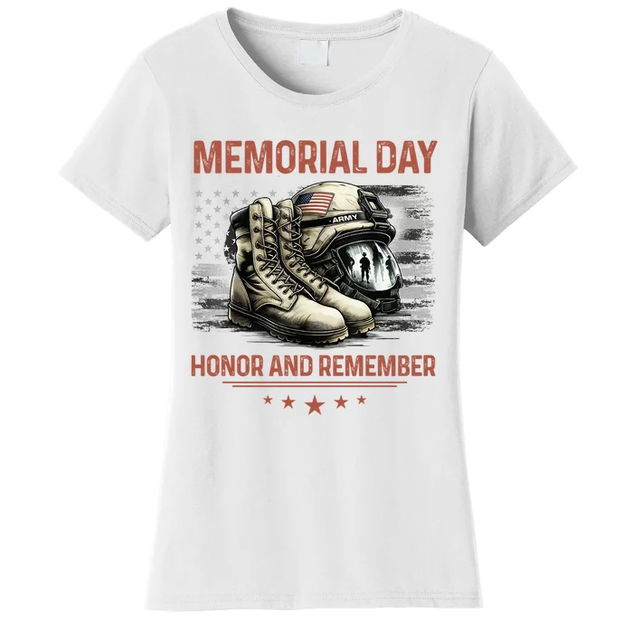 Military Boots Memorial Day Gifts Flag Women's T-Shirt