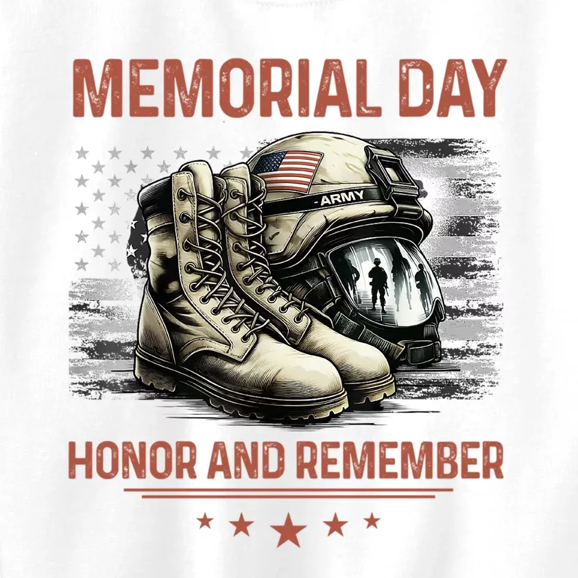 Military Boots Memorial Day Gifts Flag Kids Sweatshirt