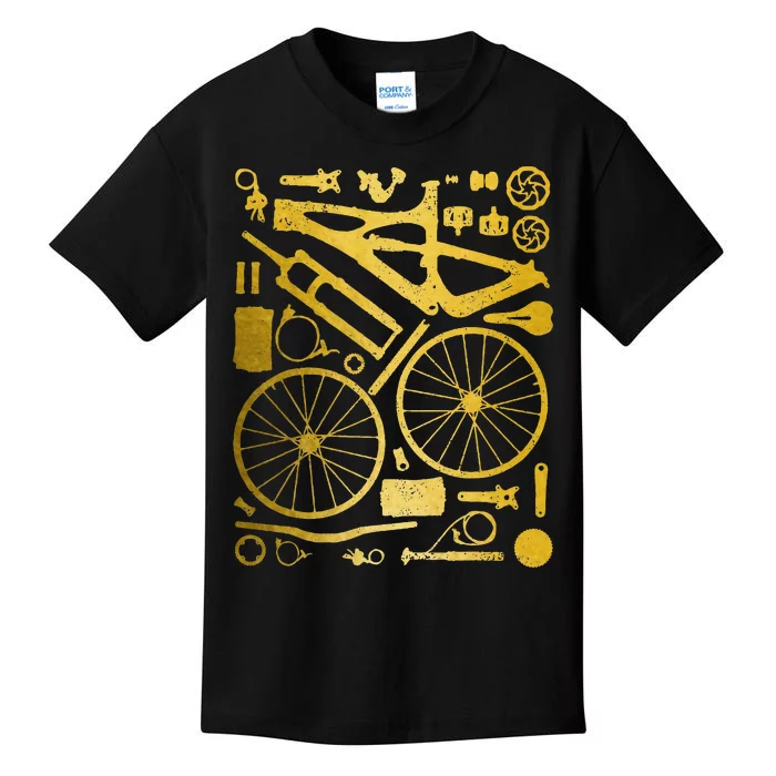 Mountain Bike Mtb Cycling Bicycle Parts Mountain Biker Kids T-Shirt