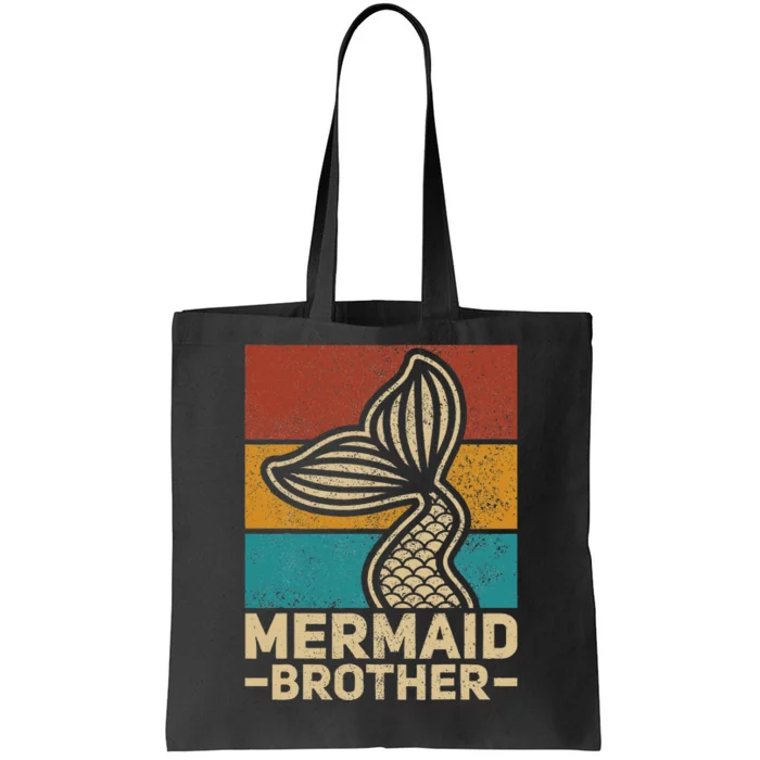 Mermaid Brother Mermaid Birthday Party Outfit Retro Mermaid Tote Bag