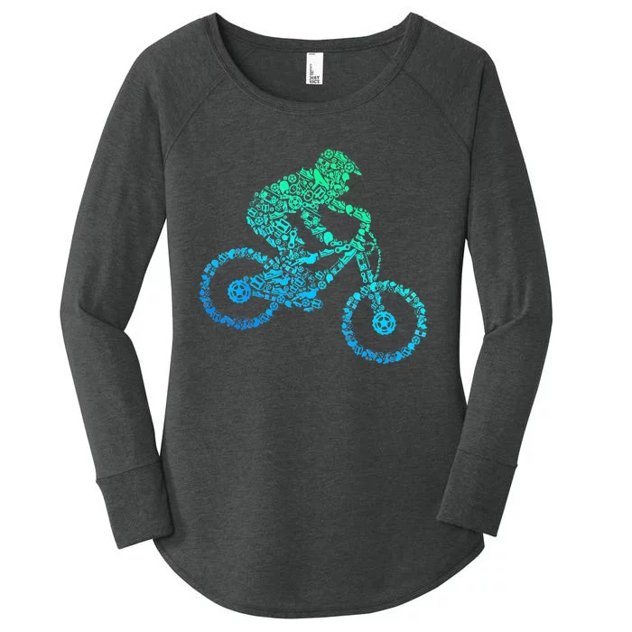 Mountain Bike MTB Downhill Biking Cycling Biker Women's Perfect Tri Tunic Long Sleeve Shirt