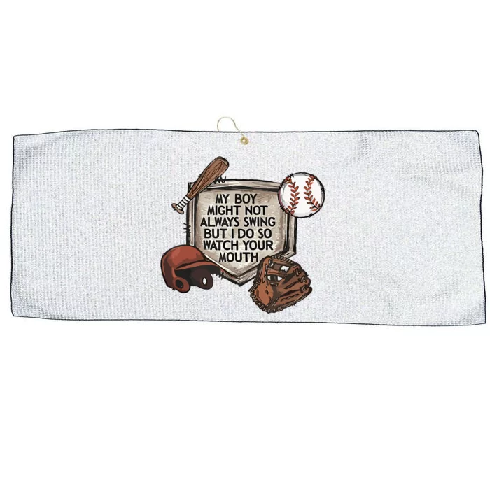 My Boy Might Not Always Swing But I Do So Watch Large Microfiber Waffle Golf Towel