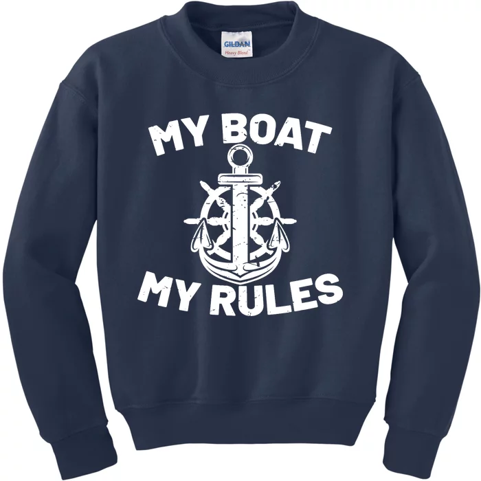 My Boat My Rules - Funny Captain Cruise Gift Kids Sweatshirt