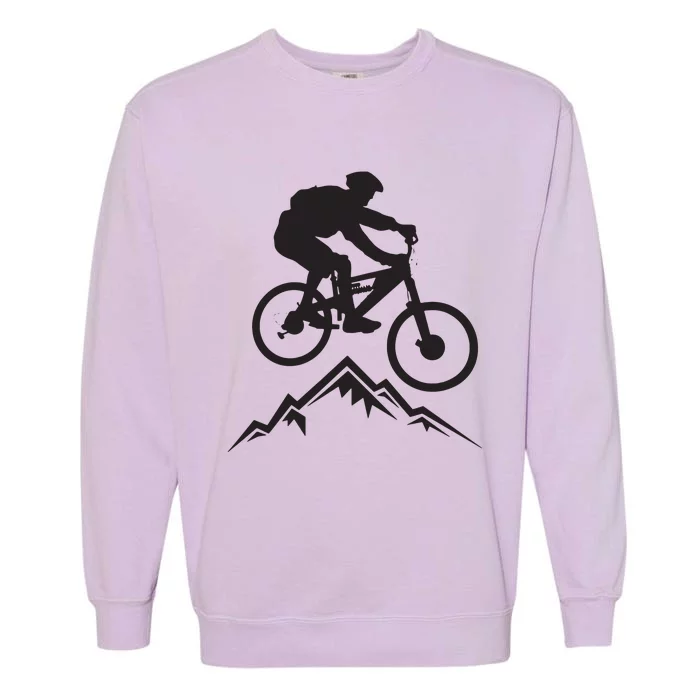 Mountain Biking Mountains Terrain MTB Biker Graphic Garment-Dyed Sweatshirt