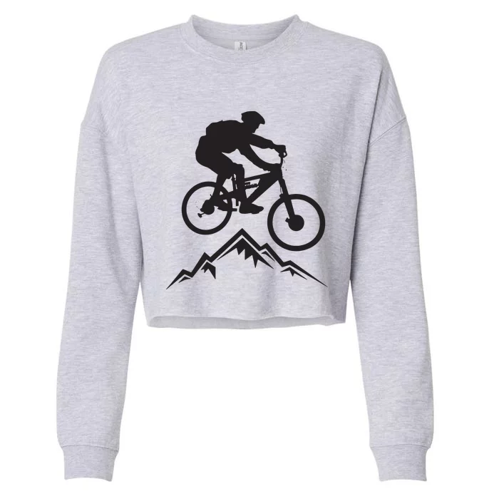 Mountain Biking Mountains Terrain MTB Biker Graphic Cropped Pullover Crew