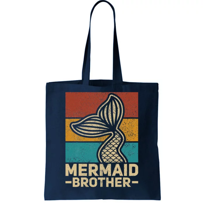 Mermaid Brother Mermaid Birthday Party Outfit Retro Mermaid Tote Bag