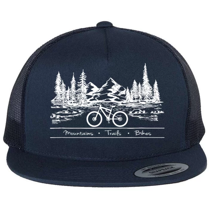 Mountain Bike MTB Mountains Trails Bikes Flat Bill Trucker Hat