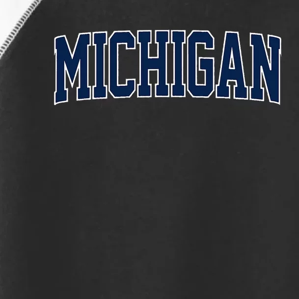 Michigan Blue Maize Retro Font Michigan Toddler Fine Jersey T-Shirt