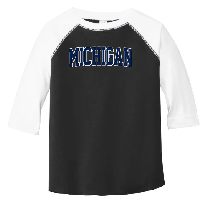 Michigan Blue Maize Retro Font Michigan Toddler Fine Jersey T-Shirt