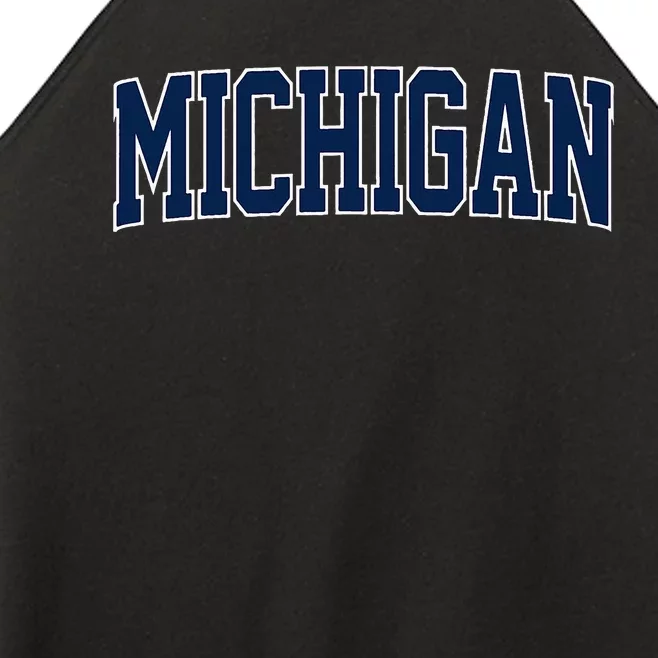 Michigan Blue Maize Retro Font Michigan Women’s Perfect Tri Rocker Tank