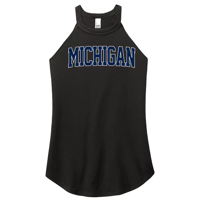 Michigan Blue Maize Retro Font Michigan Women’s Perfect Tri Rocker Tank