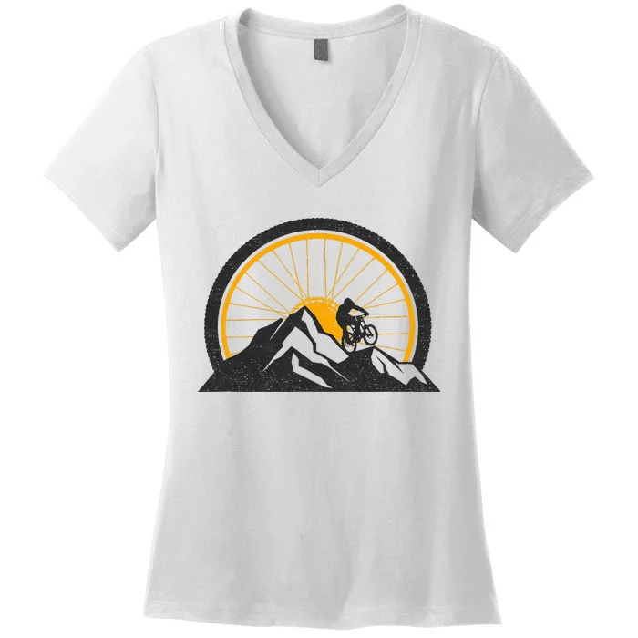 Mountain Bike Mtb Clothing Mtb Mountain Bike Women's V-Neck T-Shirt