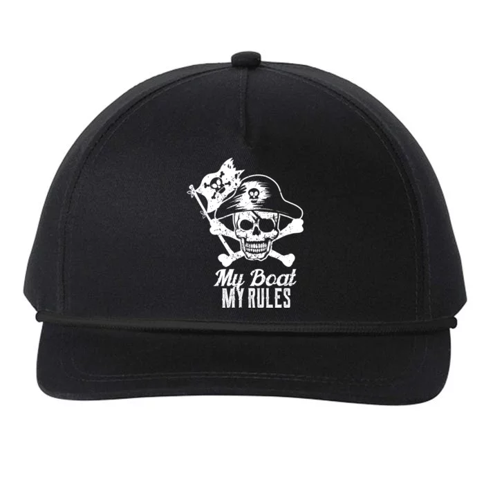 My Boat My Rules Captain Cool Gift Boating Cool Gift Pontoon Gift Snapback Five-Panel Rope Hat