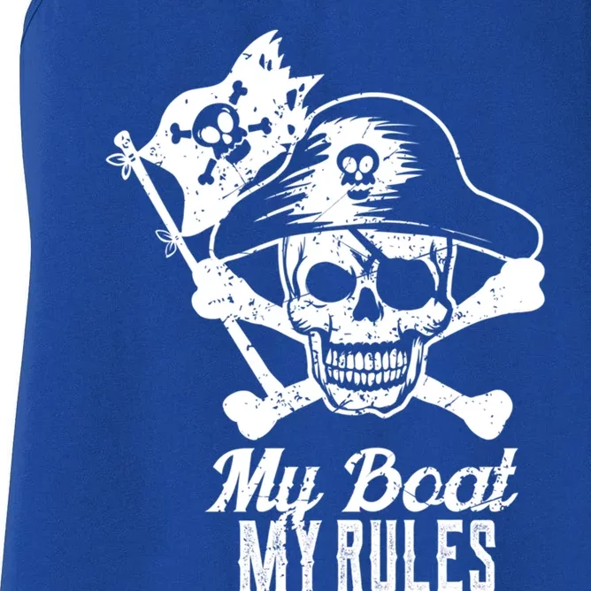 My Boat My Rules Captain Cool Gift Boating Cool Gift Pontoon Gift Women's Racerback Tank