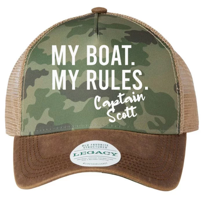 My Boat My Rules Captain Scott Personalized Boating Name Legacy Tie Dye Trucker Hat