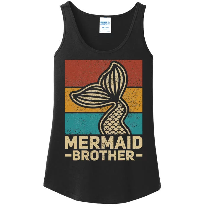 Mermaid Brother Mermaid Birthday Party Outfit Retro Mermaid Ladies Essential Tank