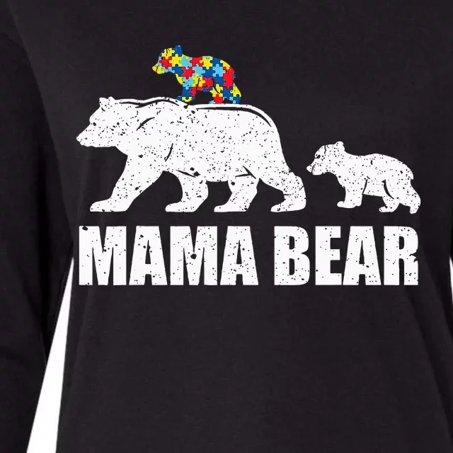 Mama Bear Mom Autistic Child Womens Cotton Relaxed Long Sleeve T-Shirt