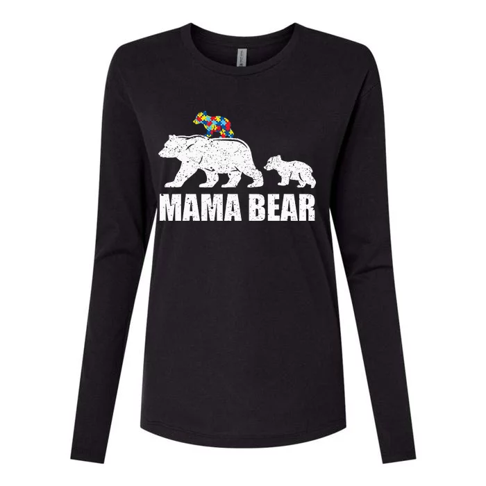 Mama Bear Mom Autistic Child Womens Cotton Relaxed Long Sleeve T-Shirt