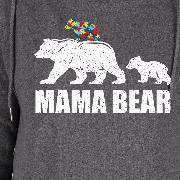 Mama Bear Mom Autistic Child Womens Funnel Neck Pullover Hood