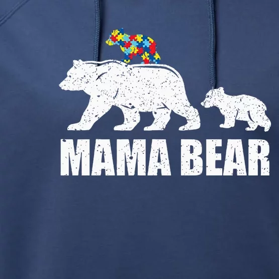 Mama Bear Mom Autistic Child Performance Fleece Hoodie