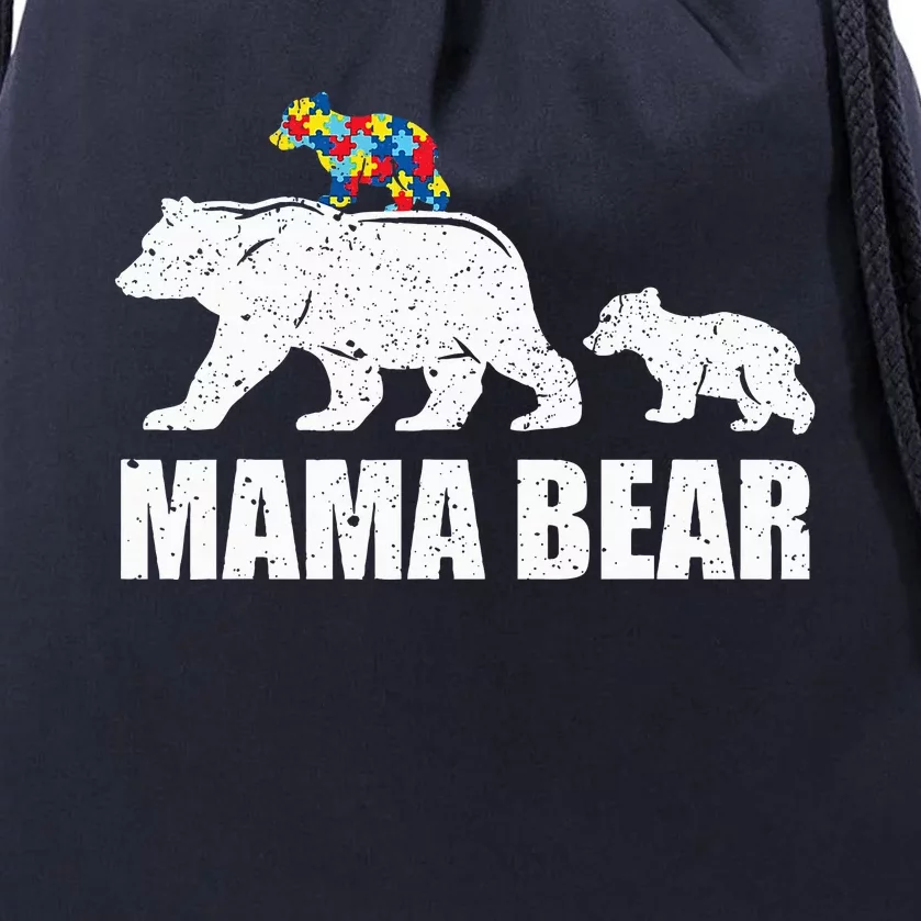 Mama Bear Mom Autistic Child Drawstring Bag