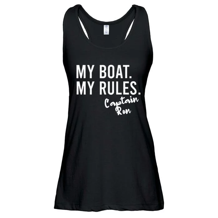 My Boat My Rules Captain Ron Personalized Boating Name Ladies Essential Flowy Tank