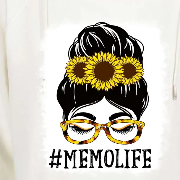 Messy Bun Memo Life Grandma Sunflowers Cute Mothers Day Gift Womens Funnel Neck Pullover Hood