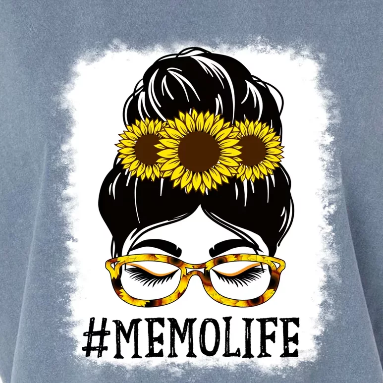 Messy Bun Memo Life Grandma Sunflowers Cute Mothers Day Gift Garment-Dyed Women's Muscle Tee