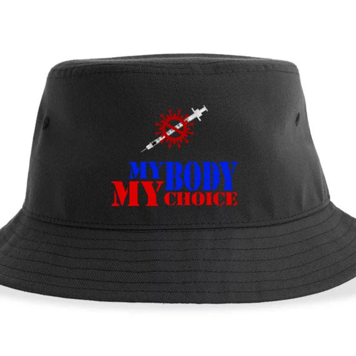 My Body My Choice Anti Vaccine Funny Sustainable Bucket Hat