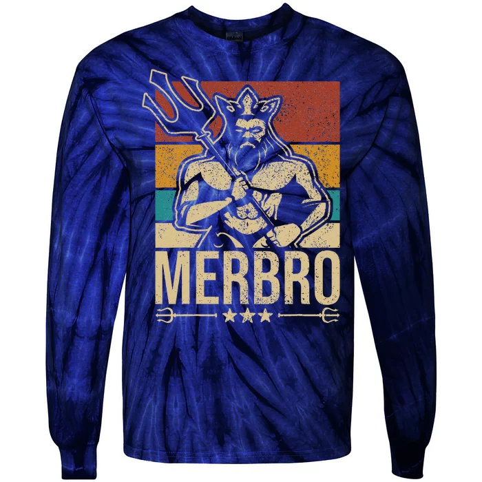 Merbro Brother Mermaid Bro Birthday Costume Party Outfit Gift Tie-Dye Long Sleeve Shirt